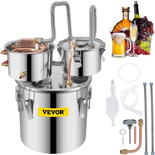 VEVOR Still Distiller 3Gal 12L Stainless Steel Water Distiller Copper