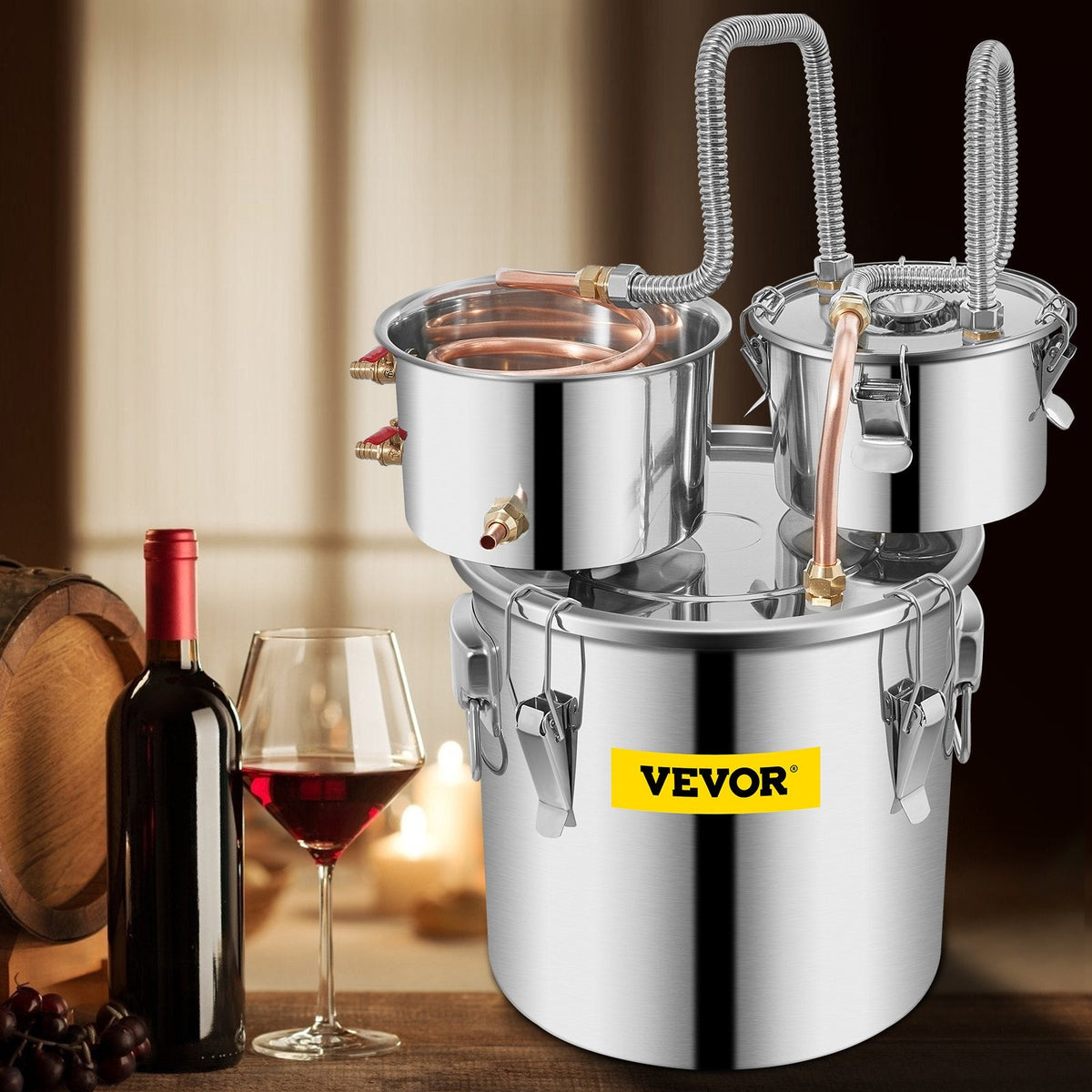 VEVOR Still Distiller 3Gal 12L Stainless Steel Water Distiller Copper