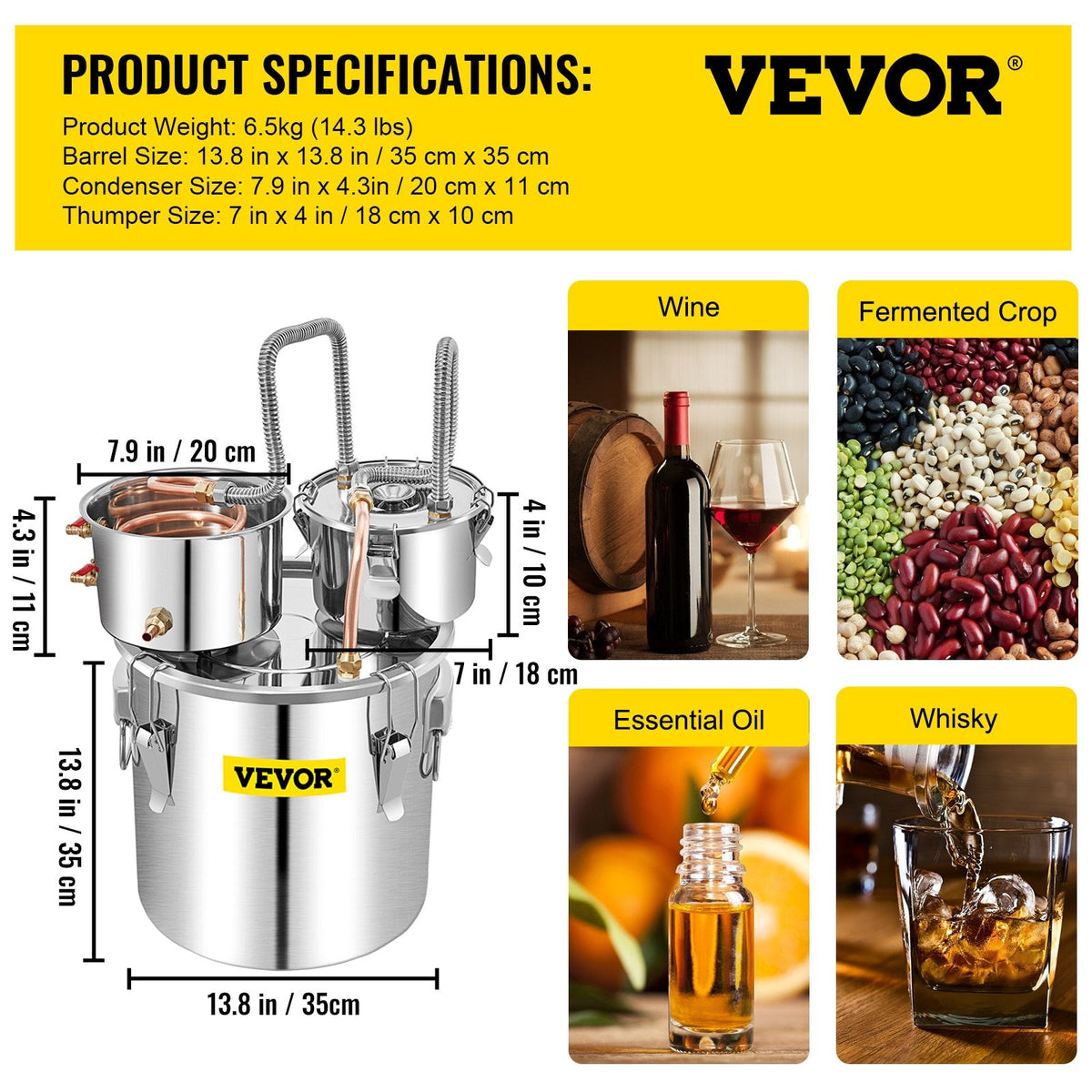 8Gal Home Use Moonshine Still Brewing Stainless Steel Water Wine
