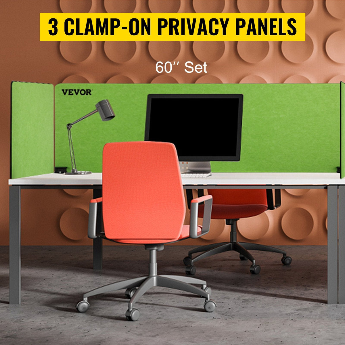 VEVOR Desk Divider 60'' Desk Privacy Panel, 3 Panels Privacy Acoustic