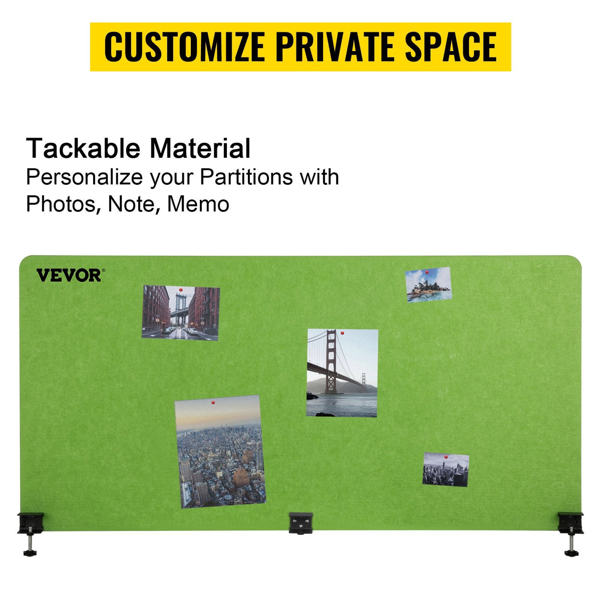 VEVOR Desk Divider 60'' Desk Privacy Panel, 3 Panels Privacy Acoustic