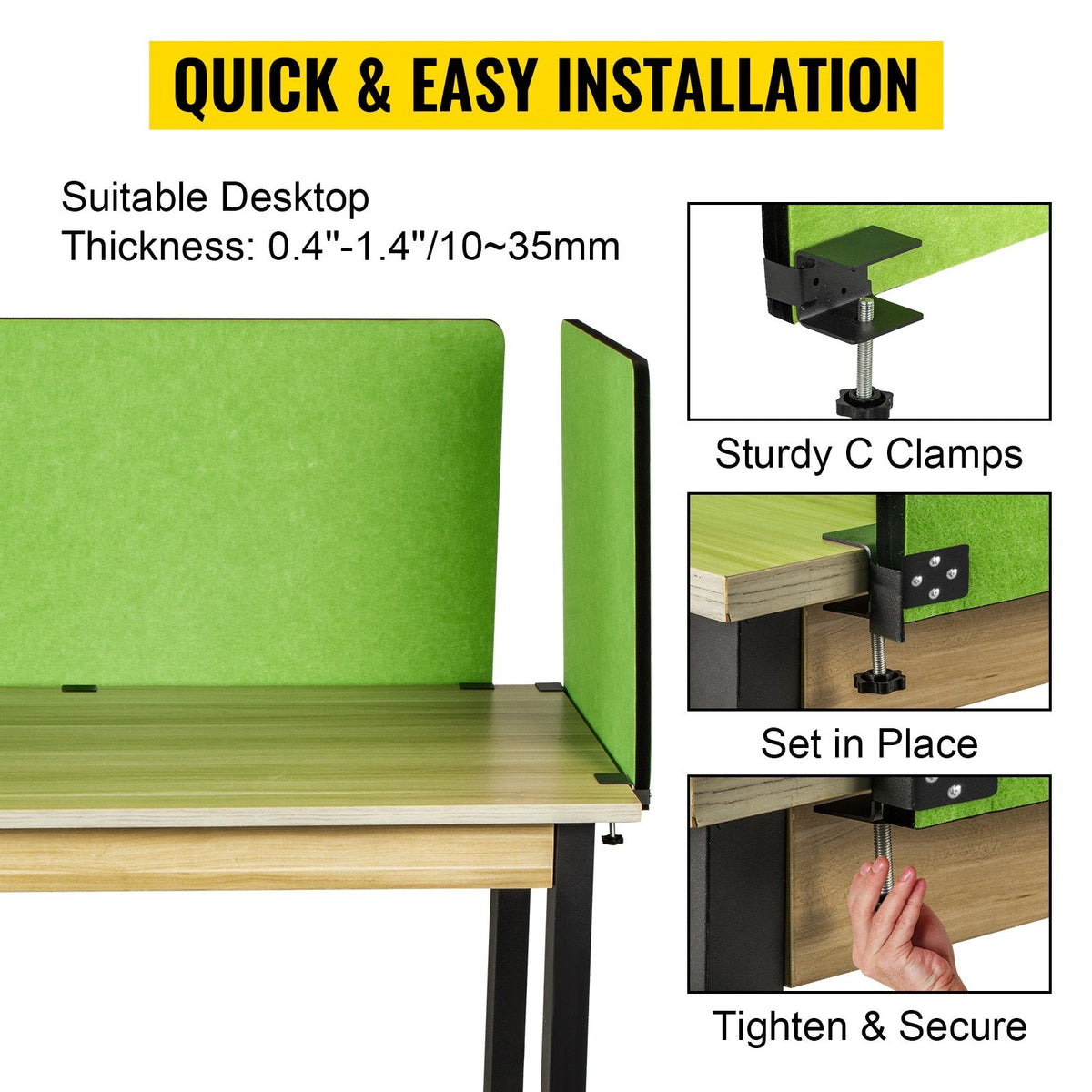 VEVOR Desk Divider 60'' Desk Privacy Panel, 3 Panels Privacy Acoustic