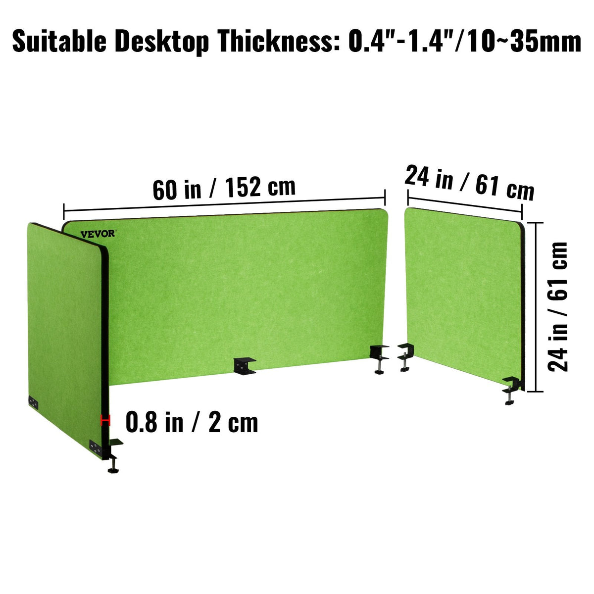 VEVOR Desk Divider 60'' Desk Privacy Panel, 3 Panels Privacy Acoustic
