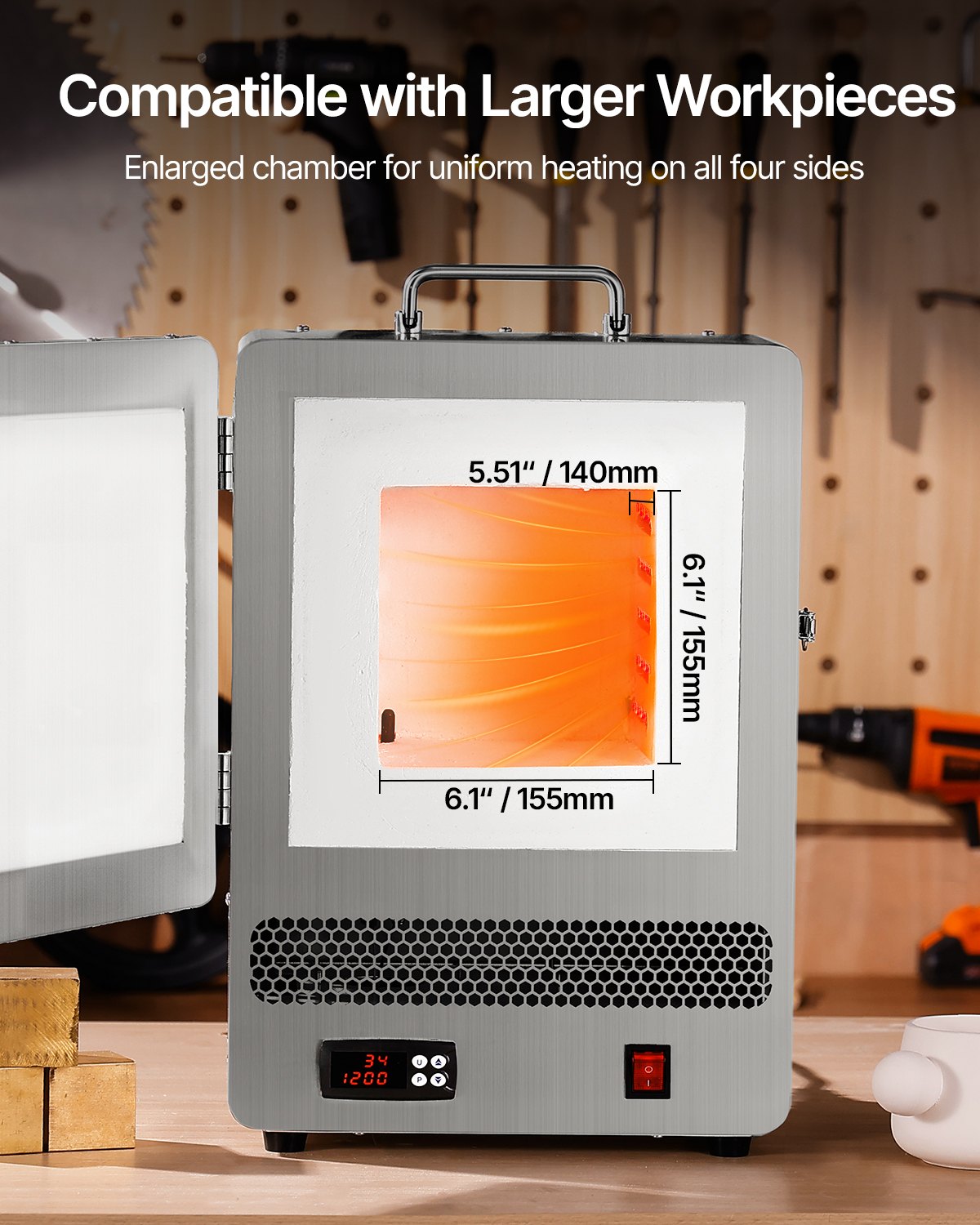Tabletop Kiln Melter, 1500W Powerful Electric Kiln, 2192℉ / 1200℃ Max