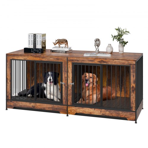 75in Dog Crate Furniture for 2 Dogs, Extra Large Double Dog Crate