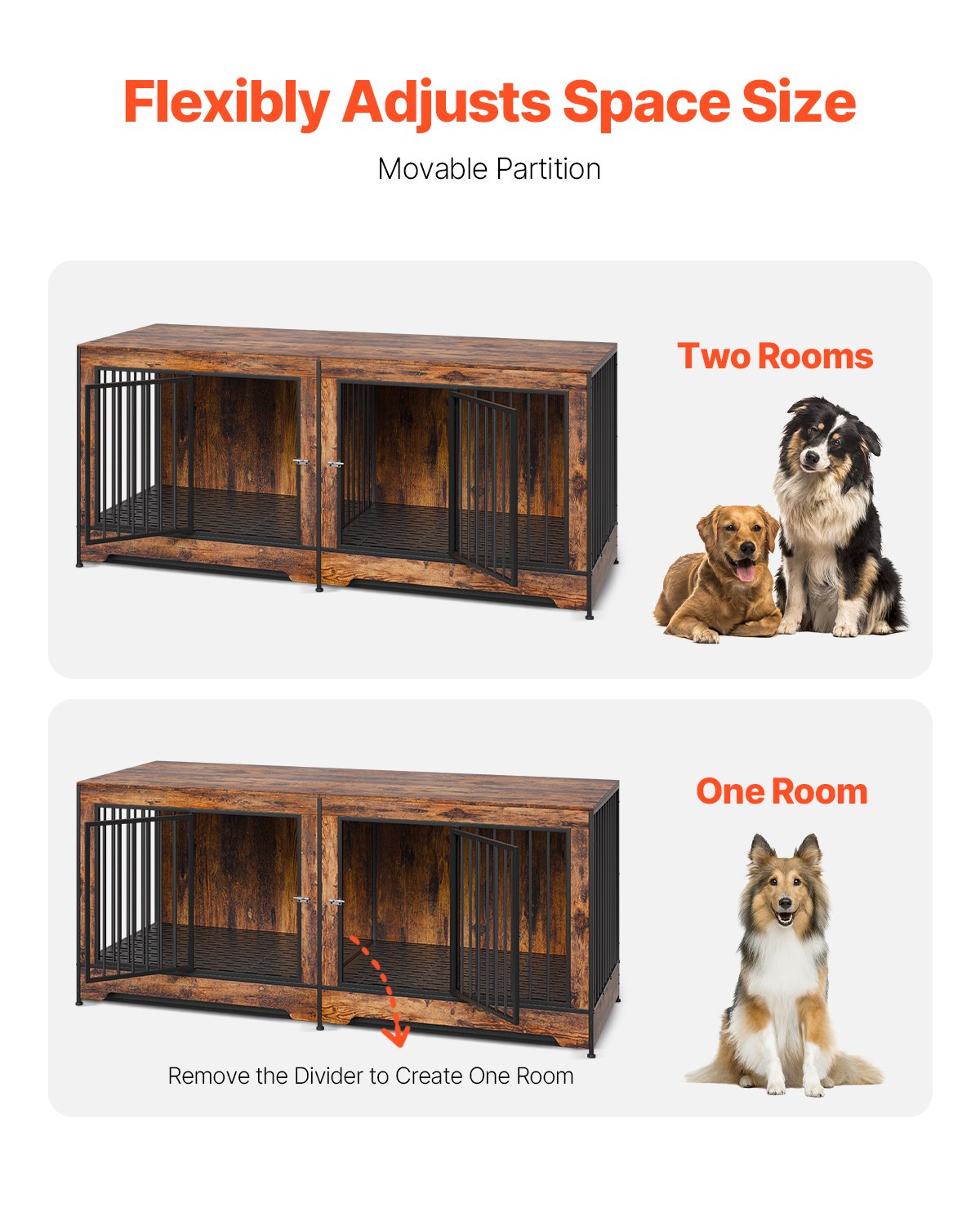 75in Dog Crate Furniture for 2 Dogs, Extra Large Double Dog Crate