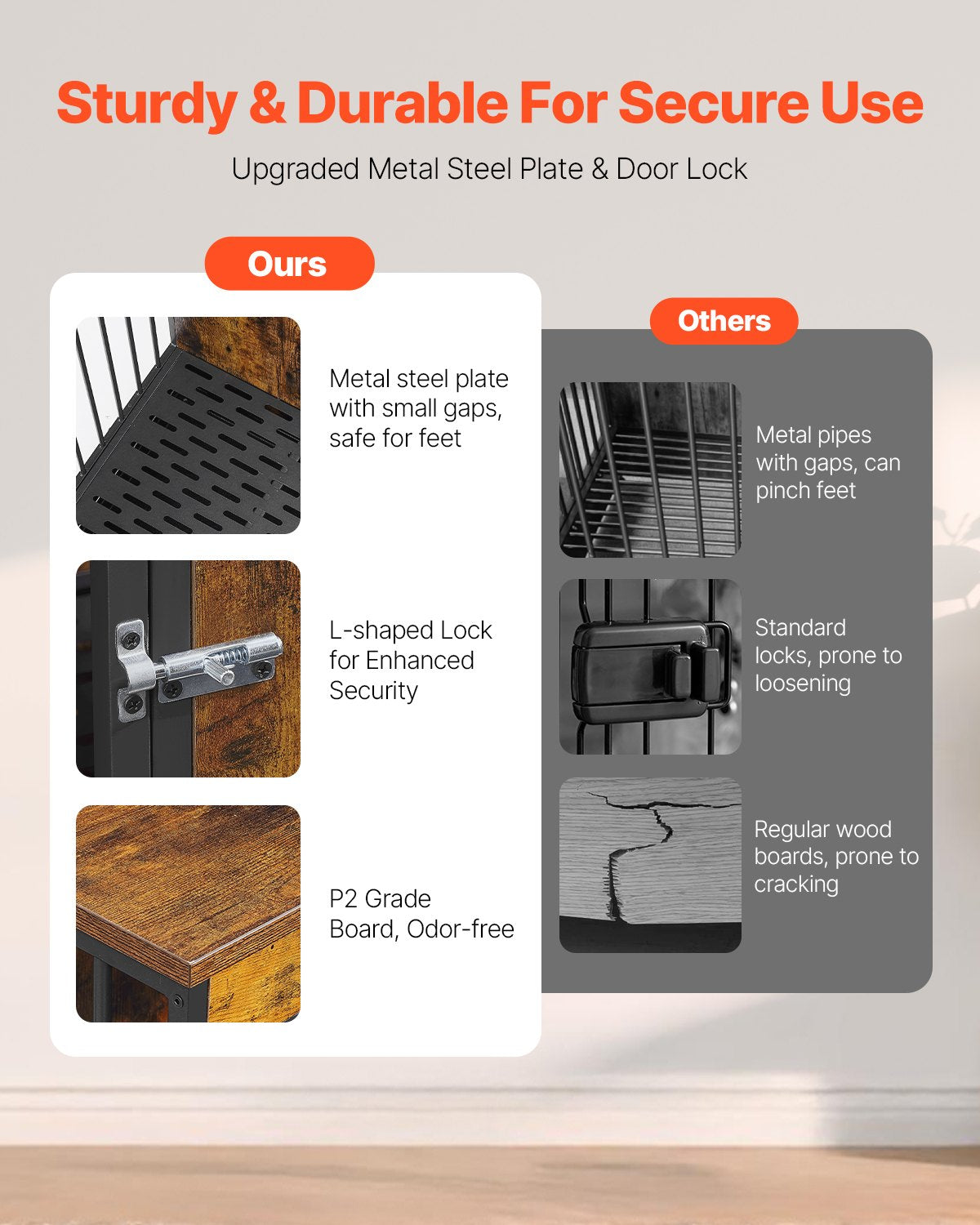 75in Dog Crate Furniture for 2 Dogs, Extra Large Double Dog Crate