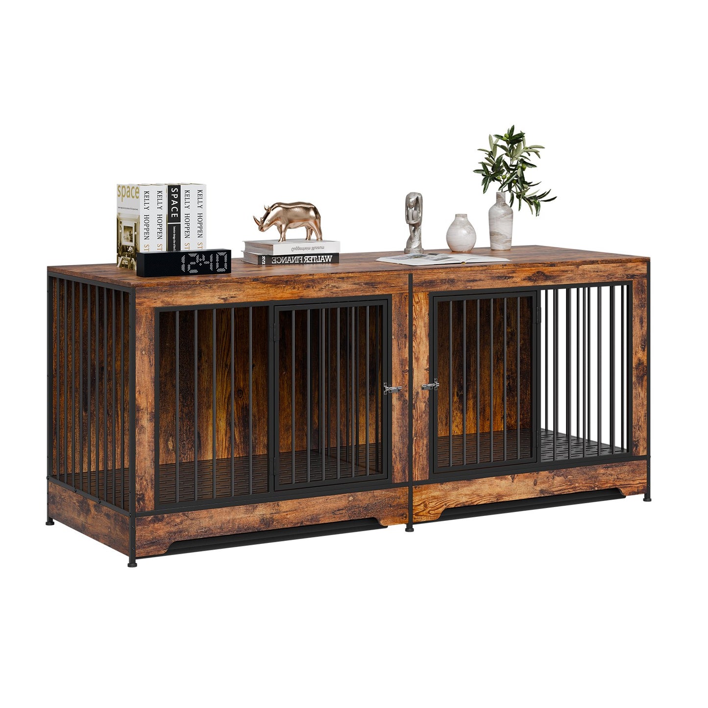 75in Dog Crate Furniture for 2 Dogs, Extra Large Double Dog Crate