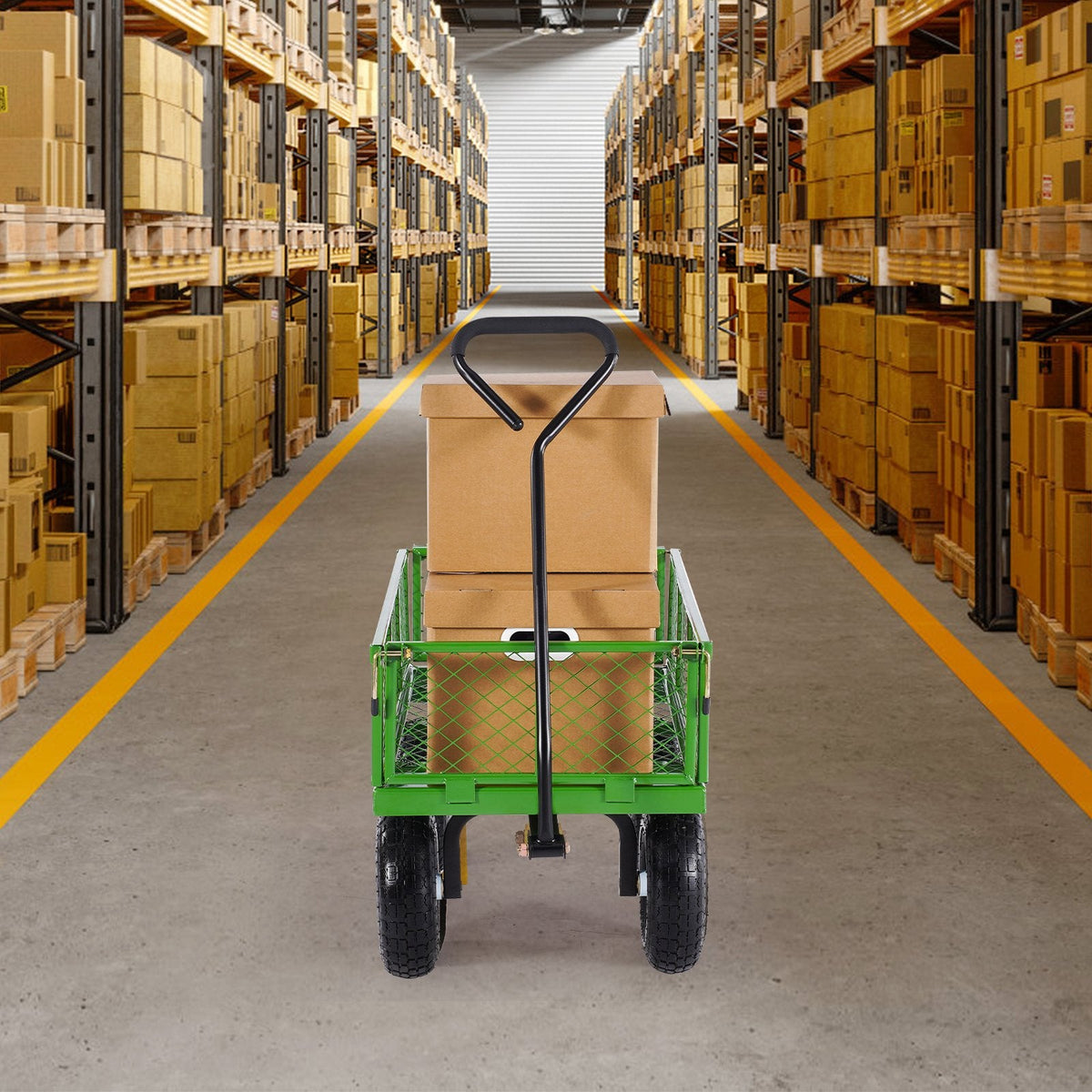 VEVOR 680 Lbs Steel Garden Cart on Wheels, Heavy Duty Garden Wagon