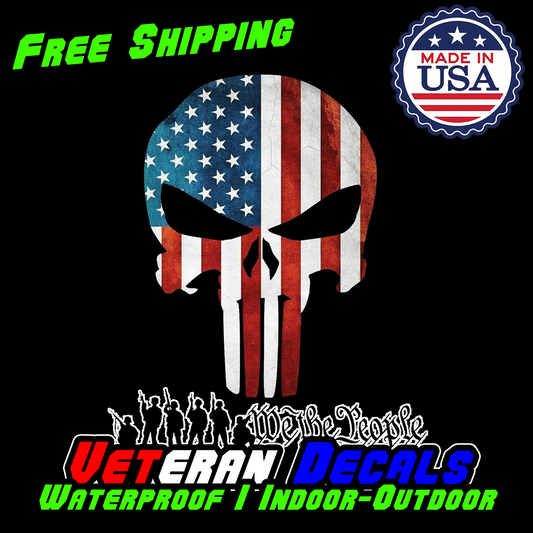 PUNISHER SKULL AMERICAN FLAG STICKER DECAL SNIPER MADE IN USA BUY