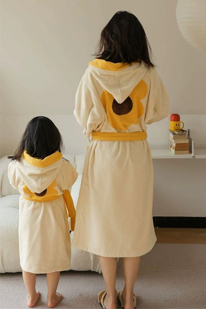 Whimsical Ultra Soft Sunflower Hooded Bathrobe - 100% Organic