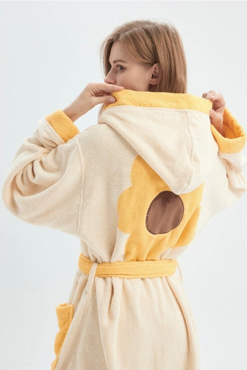 Whimsical Ultra Soft Sunflower Hooded Bathrobe - 100% Organic