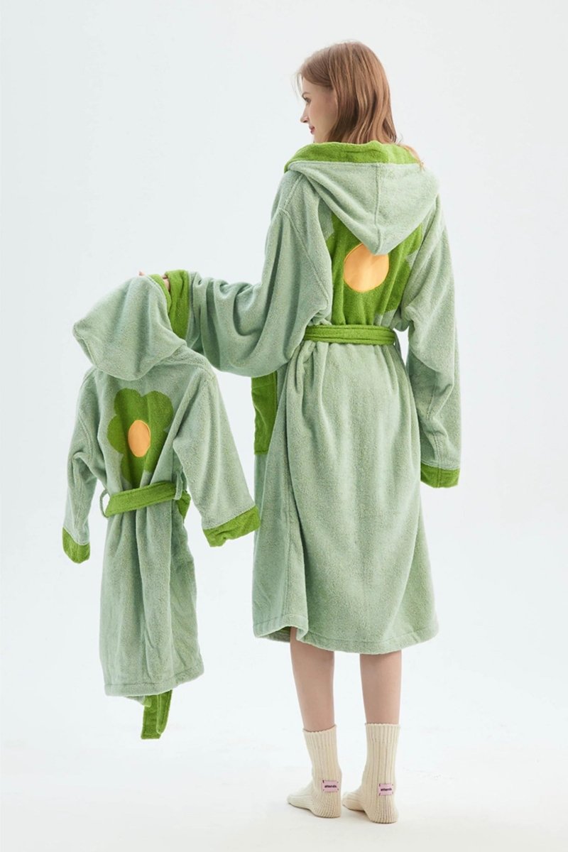 Whimsical Ultra Soft Sunflower Hooded Bathrobe - 100% Organic