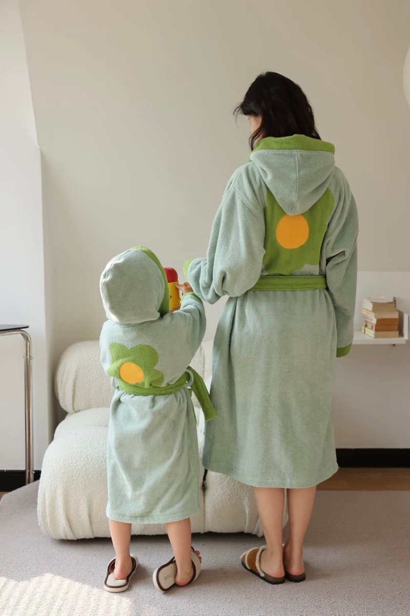 Whimsical Ultra Soft Sunflower Hooded Bathrobe - 100% Organic