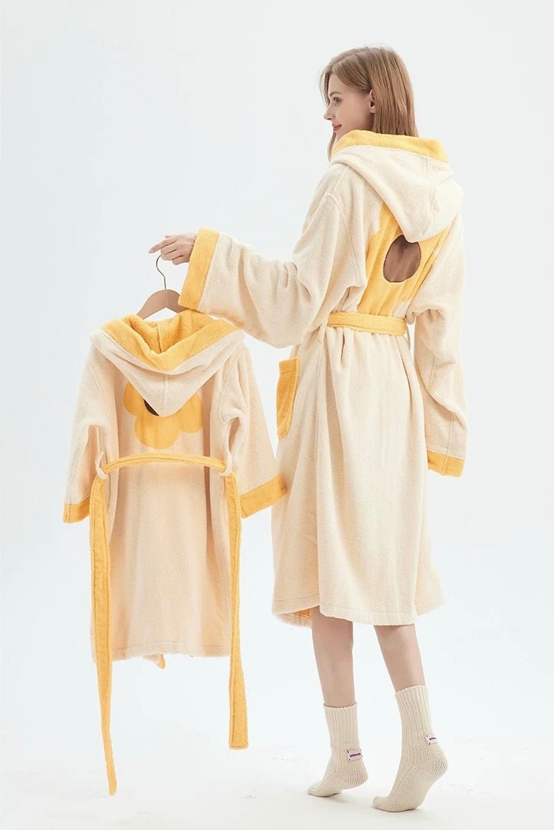 Whimsical Ultra Soft Sunflower Hooded Bathrobe - 100% Organic