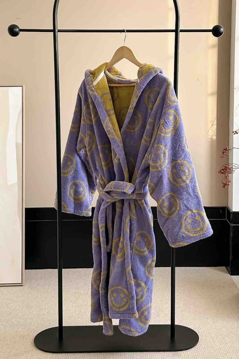 Whimsy Funky Smiley Face Hooded Robe - Soft 100% Organic Long-stapled