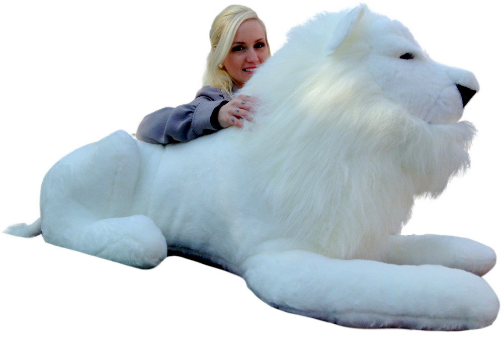 American Made Giant Stuffed White Lion 48 Inches Soft Made in USA