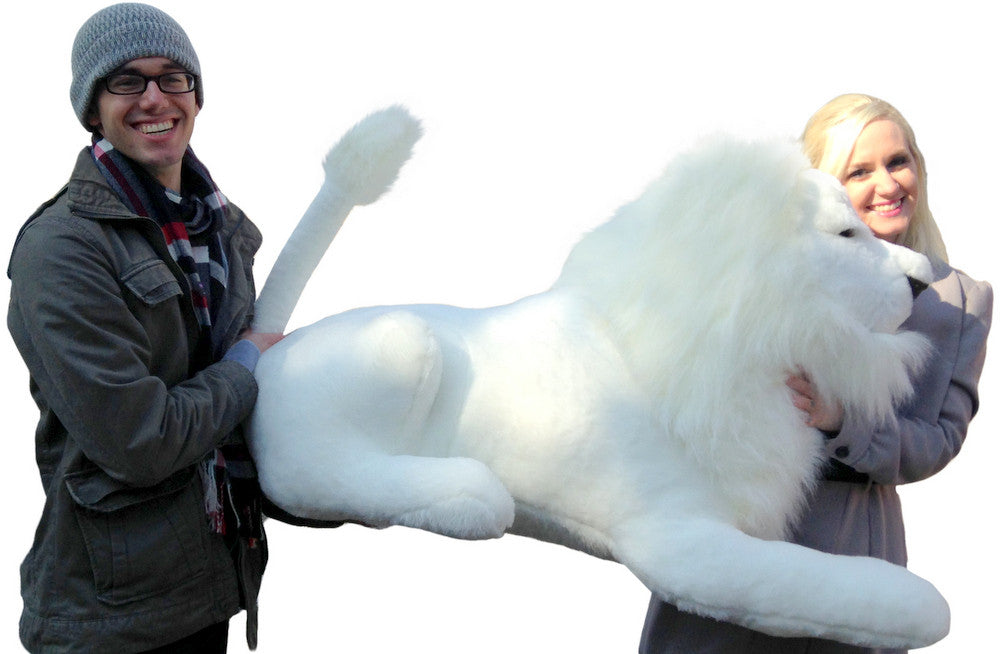 American Made Giant Stuffed White Lion 48 Inches Soft Made in USA