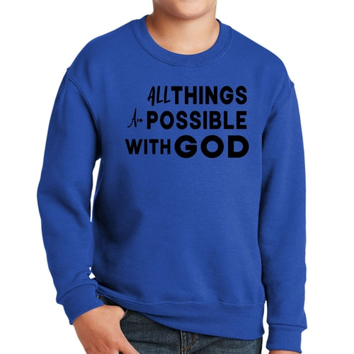 Youth Graphic Sweatshirt All Things are Possible with God Black