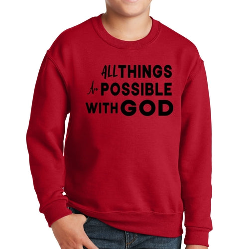 Youth Graphic Sweatshirt All Things are Possible with God Black